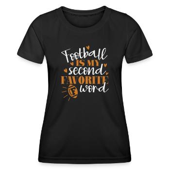 Le football est mon deuxième mot F préféré - T-shirt sport Femme - noir - Devant - AI Model Female 172 light (172cm)