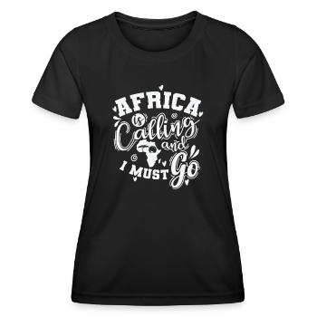 L’Afrique appelle et je dois aller continent - T-shirt sport Femme - noir - Devant - AI Model Female 172 light (172cm)