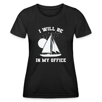 Je serai dans mon bureau Sailing Boat Sport - T-shirt sport Femme - noir - Devant - AI Model Female 172 light (172cm)