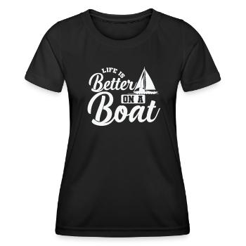 La vie est meilleure sur un bateau de sport de voilier - T-shirt sport Femme - noir - Devant - AI Model Female 172 light (172cm)