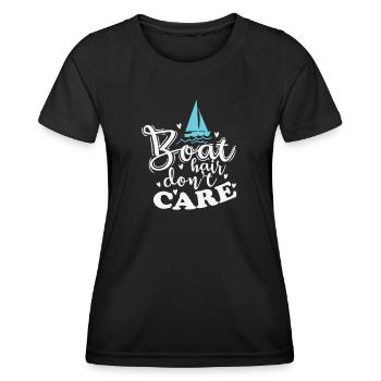 Boat Hair ne se soucie pas du sport de voilier - T-shirt sport Femme - noir - Devant - AI Model Female 172 light (172cm)