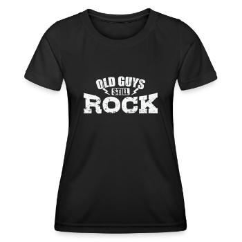 Old Guys still Rock Musikstil Genre Gitarre - Frauen Funktions-T-Shirt - Schwarz - Vorne - AI Model Female 172 light (172cm)