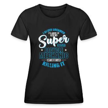 J’aurais grandi pour devenir un mécanicien de vélo super sexy - T-shirt sport Femme - noir - Devant - AI Model Female 172 light (172cm)