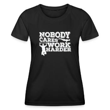 Personne ne se soucie de travailler plus fort Fitness Workout - T-shirt sport Femme - noir - Devant - AI Model Female 172 light (172cm)