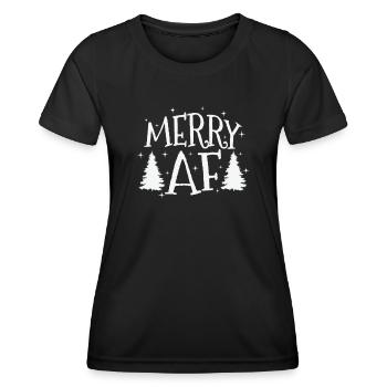 Merry Af Christmas Family Time X-Mas - Women's Functional T-Shirt - black - Front - AI Model Female 172 light (172cm)