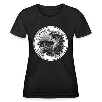 Betta Splendens Tattoo Siamesischer Kampffisch - Frauen Funktions-T-Shirt - Schwarz - Vorne - AI Model Female 172 light (172cm)