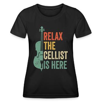 Détendez-vous Le violoncelliste est ici Violoncelliste - T-shirt sport Femme - noir - Devant - AI Model Female 172 light (172cm)