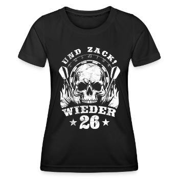 Dart Totenkopf - Und Zack Wieder 26 - Geschenk - Frauen Funktions-T-Shirt - Schwarz - Vorne - AI Model Female 172 light (172cm)