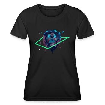 LION LION'S HEADS NEON PREDATOR MOTIF GIFT - Women's Functional T-Shirt - black - Front - AI Model Female 172 light (172cm)