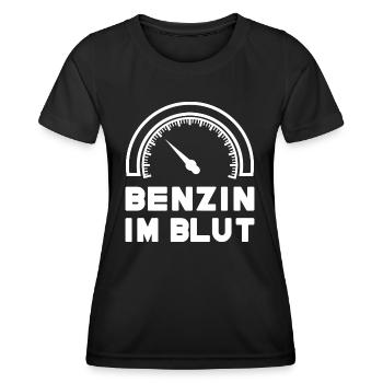 Benzin im Blut Spruch Motorrad Auto Tuning - Frauen Funktions-T-Shirt - Schwarz - Vorne - AI Model Female 172 light (172cm)