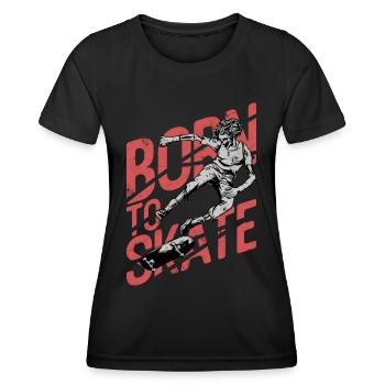 NÉ SKATE BOARDER SK8 LONGBOARDER MOTIFS DE PATINAGE - T-shirt sport Femme - noir - Devant - AI Model Female 172 light (172cm)