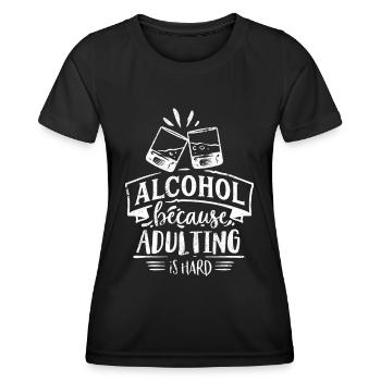 ALKOHOL PARTY GRILLEN FEIERN TRINKEN SPRÜCHE MOTIV - Frauen Funktions-T-Shirt - Schwarz - Vorne - AI Model Female 172 light (172cm)