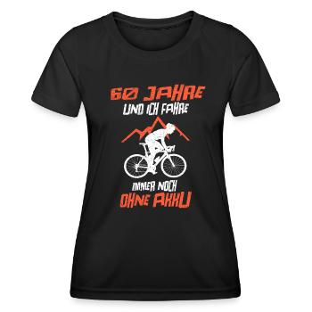 60. Geburtstag Radfahrer Fahrrad Geschenkidee - Frauen Funktions-T-Shirt - Schwarz - Vorne - AI Model Female 172 light (172cm)