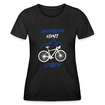 Fahrradfahrer Waden Statt Laden Geschenkidee - Frauen Funktions-T-Shirt - Schwarz - Vorne - AI Model Female 172 light (172cm)
