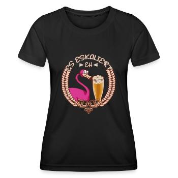 Party Spruch Trinkspruch Es Eskaliert Eh Flamingo - Frauen Funktions-T-Shirt - Schwarz - Vorne - AI Model Female 172 light (172cm)