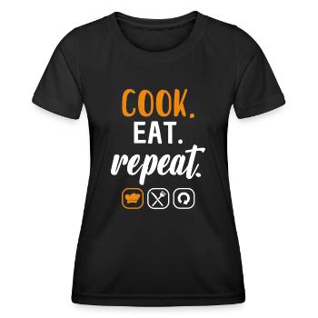 Cuisinier Cuisinier Cuisinier Cuisinier Manger Répéter l’idée cadeau - T-shirt sport Femme - noir - Devant - AI Model Female 172 light (172cm)