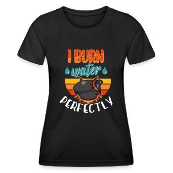 Cuisiner je brûle de l’eau parfaitement en disant idée cadeau - T-shirt sport Femme - noir - Devant - AI Model Female 172 light (172cm)