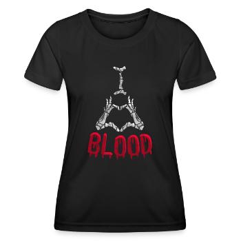 Halloween Costume Skeleton Vampire I Love Blood - Women's Functional T-Shirt - black - Front - AI Model Female 172 light (172cm)