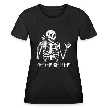 Halloween Skeleton Coffee Burnout Never Better - Women's Functional T-Shirt - black - Front - AI Model Female 172 light (172cm)