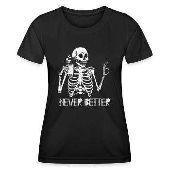 Halloween Skeleton Coffee Burnout Never Better - Women's Functional T-Shirt - black - Front - AI Model Female 172 light (172cm)