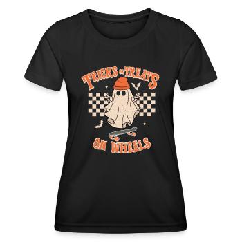 Halloween Skateboard Tricks Or Treats On Wheels - Frauen Funktions-T-Shirt - Schwarz - Vorne - AI Model Female 172 light (172cm)