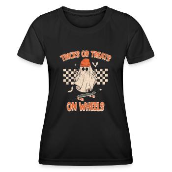 Halloween Skateboard Tricks Or Treats On Wheels - Frauen Funktions-T-Shirt - Schwarz - Vorne - AI Model Female 172 light (172cm)