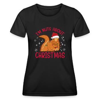 Christmas Squirrel I'm Nuts About Christmas - Women's Functional T-Shirt - black - Front - AI Model Female 172 light (172cm)