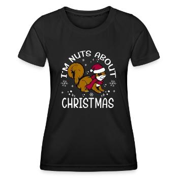 Christmas Squirrel I'm Nuts About Christmas - Women's Functional T-Shirt - black - Front - AI Model Female 172 light (172cm)
