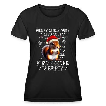 Merry Christmas Squirrel Humor Funny Witty - Women's Functional T-Shirt - black - Front - AI Model Female 172 light (172cm)