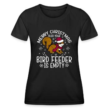 Merry Christmas Squirrel Humor Funny Witty - Women's Functional T-Shirt - black - Front - AI Model Female 172 light (172cm)