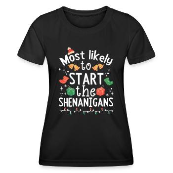 Christmas Party Saying Funny Witty Humor Xmas - Women's Functional T-Shirt - black - Front - AI Model Female 172 light (172cm)
