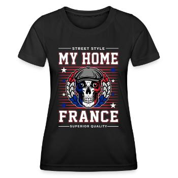 Ma France d’origine - T-shirt sport Femme - noir - Devant - AI Model Female 172 light (172cm)