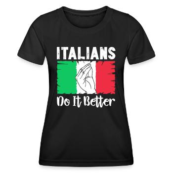 Italien Italie Drôle Dicton Idée Cadeau - T-shirt sport Femme - noir - Devant - AI Model Female 172 light (172cm)