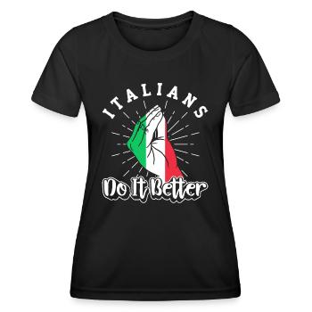 Italien Italien Italien Drôle de dicton - T-shirt sport Femme - noir - Devant - AI Model Female 172 light (172cm)