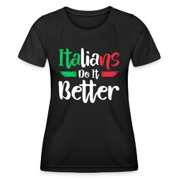 Italien Italie Drôle Dicton Idée Cadeau - T-shirt sport Femme - noir - Devant - AI Model Female 172 light (172cm)