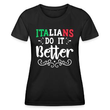 Italien Italie Drôle Dicton Idée Cadeau - T-shirt sport Femme - noir - Devant - AI Model Female 172 light (172cm)