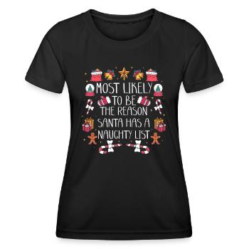 Noël drôle disant Noël coquin - T-shirt sport Femme - noir - Devant - AI Model Female 172 light (172cm)