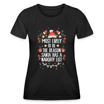 Noël drôle disant Noël coquin - T-shirt sport Femme - noir - Devant - AI Model Female 172 light (172cm)