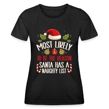 Noël drôle disant Noël coquin - T-shirt sport Femme - noir - Devant - AI Model Female 172 light (172cm)