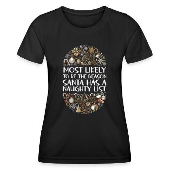 Noël drôle disant Noël coquin - T-shirt sport Femme - noir - Devant - AI Model Female 172 light (172cm)