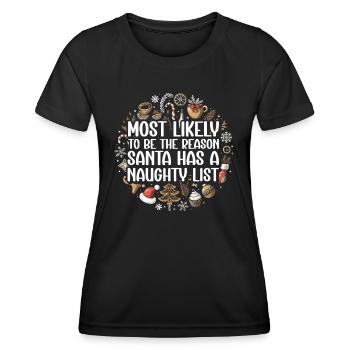 Noël drôle disant Noël coquin - T-shirt sport Femme - noir - Devant - AI Model Female 172 light (172cm)