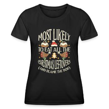 Christmas Funny Saying Xmas Food Humor - Women's Functional T-Shirt - black - Front - AI Model Female 172 light (172cm)