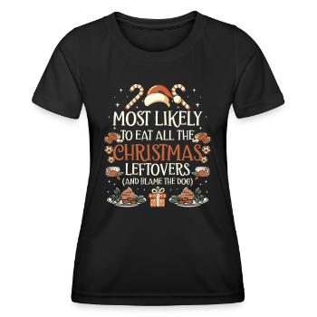 Noël Drôle Dire Noël Nourriture Humour - T-shirt sport Femme - noir - Devant - AI Model Female 172 light (172cm)