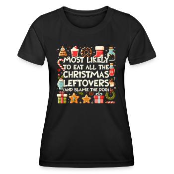 Christmas Funny Saying Xmas Food Humor - Women's Functional T-Shirt - black - Front - AI Model Female 172 light (172cm)