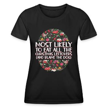Noël Drôle Dire Noël Nourriture Humour - T-shirt sport Femme - noir - Devant - AI Model Female 172 light (172cm)