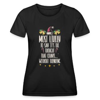Noël Drôle Dicton Humour Sarcasme - T-shirt sport Femme - noir - Devant - AI Model Female 172 light (172cm)