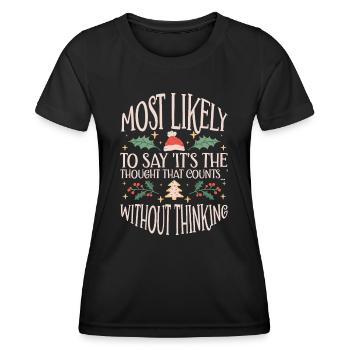Noël Drôle Dicton Humour Sarcasme - T-shirt sport Femme - noir - Devant - AI Model Female 172 light (172cm)