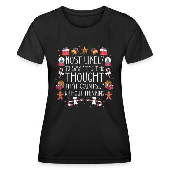 Noël Drôle Dicton Humour Sarcasme - T-shirt sport Femme - noir - Devant - AI Model Female 172 light (172cm)