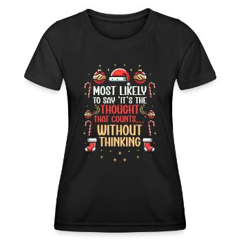 Noël Drôle Dicton Humour Sarcasme - T-shirt sport Femme - noir - Devant - AI Model Female 172 light (172cm)
