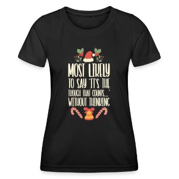 Noël Drôle Dicton Humour Sarcasme - T-shirt sport Femme - noir - Devant - AI Model Female 172 light (172cm)